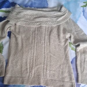 White House Black Market Elegant Cream Sparkly Sweater WHBM Size L